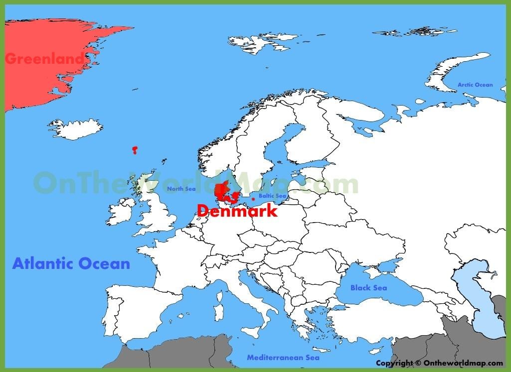 Капенгаген Данія на карце Еўропы