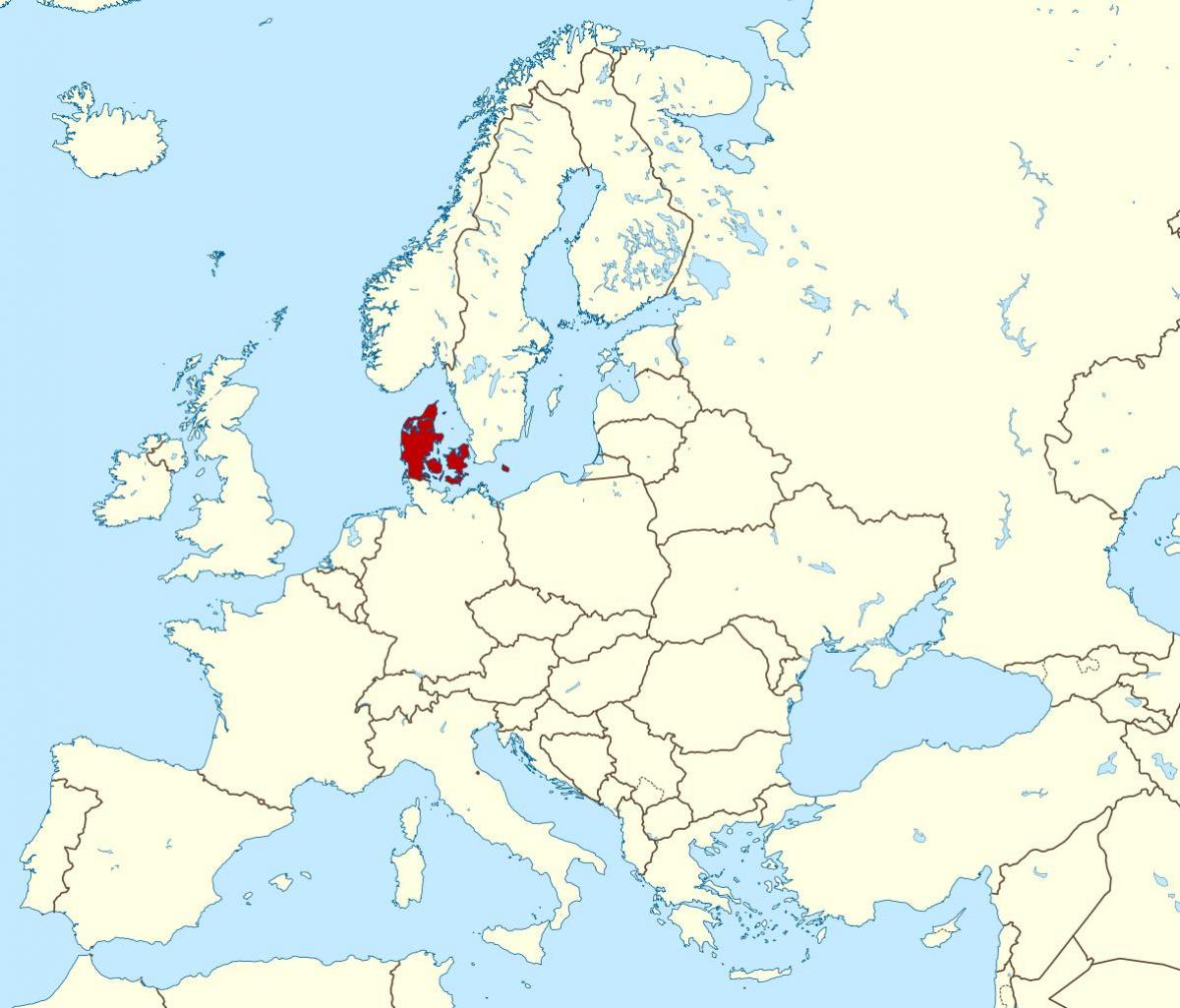 карта свету, якая паказвае Данія