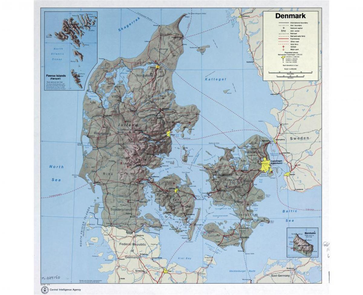 міжнародныя аэрапорты Даніі на карце