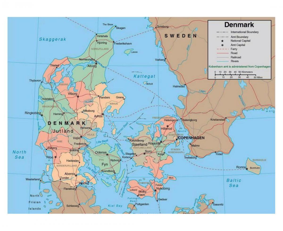падрабязная карта Даніі