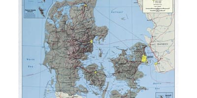 Міжнародныя аэрапорты Даніі на карце