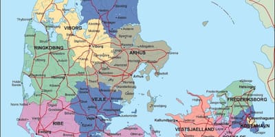 Карта Даніі палітычныя 