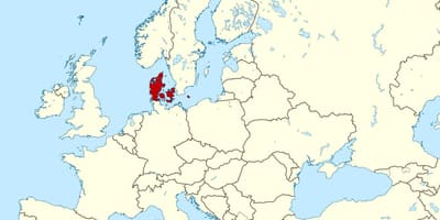 Карта Даніі раёне на свету 